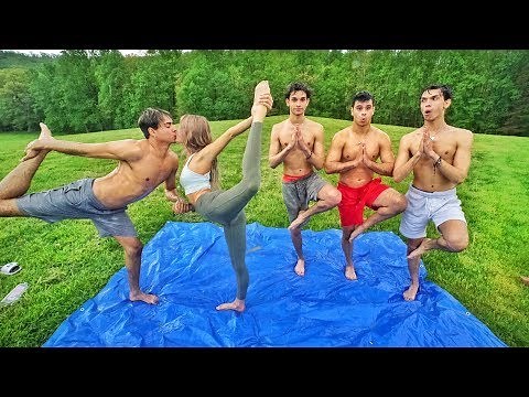 BABY OIL YOGA CHALLENGE! (super funny)