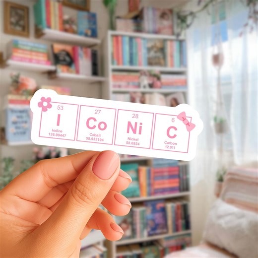 Cute Science Sticker, Periodic Table Iconic Decal, Coquette Pink Vinyl Sticker, Chemistry Nerd Laptop Sticker, Water Bottle Decor - Etsy