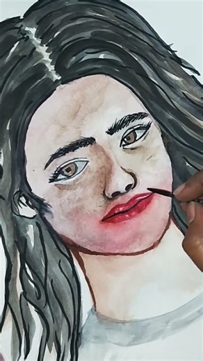 one brush watercolor portrait ✨️ painting tutorial #shorts ✨️