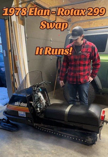 1978 Skidoo Elan - Rotax 299 Swap. It Runs! Got the engine swap mostly buttoned up, a few little things to do like a test ride to re-jet the carb and sort out the lights. #tommystuneups #vintage #skidoo #rebuild #revival #elan #bombardier #rotax #sled #snowmobile #project #engineswap #enginerebuild #classic #poject #299 #250 #single #mikuniswap #retrofit #1978 #runs #2smoke #2stroke #classicsled #mechanic #repair