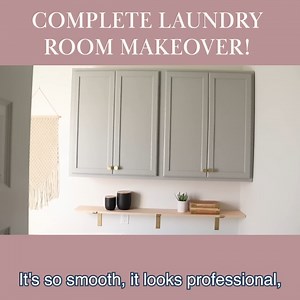 1.3K views · 37 reactions | Painting Cabinets With Spray Gun | Complete Laundry Room Makeover | Pretty Distressed | Facebook