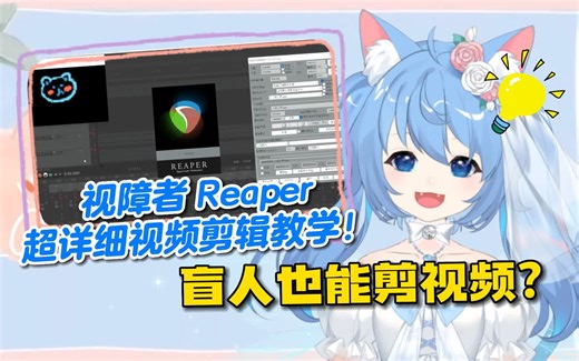 【诺子】视障者Reaper超详细视频剪辑教学~盲人vup也能剪视频！内含音频录制、基础设置及渲染导出详解喵