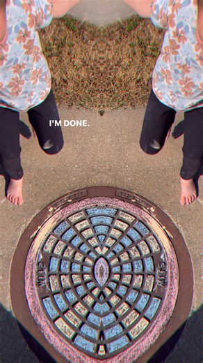 Colorful manhole cover by a sweet little one! Making memories on a hot day in November. RIP Oreo 💔 | Marianne Fisher