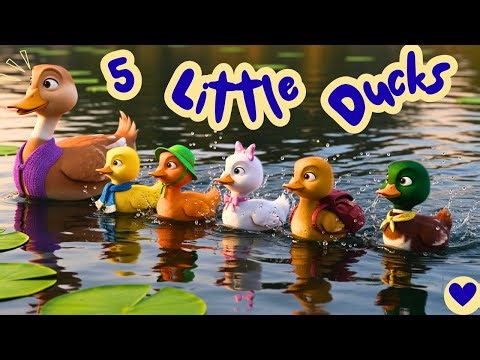 5 Little Ducks 🐤 Nursery Rhyme | Fun & Colorful Animated Kids Song | Preschool Learning Video