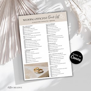 Wedding Officiant Checklist for Notaries | Ceremony Prep (printable PDF Canva Template) - Etsy