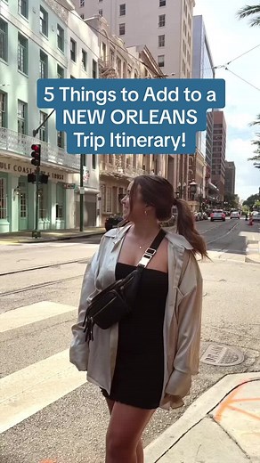 If you’re traveling to New Orleans, here are 6 activities I recommend adding to your trip itinerary to round out your New Orleans bucket list! @Visit New Orleans #ad They are: 1) New Orleans School of Cooking class 🍳 2) Drink & Learn walking tour 🍻 3) Preservation Hall jazz show 🎷 4) Take the streetcar! 🚋 5) New Orleans Historic Tours - haunted ghost tour 👻 6) Vue Orleans 📚 New Orleans has so much fun to offer, so follow to see my hotel & restaurant recs up next, and check out neworleans.c