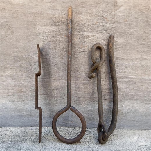 Set of 3 Vintage Hand-forged Farm Tools, Primitive Hooks and Straps - Etsy