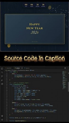 Happy New Year Celebration - Built with HTML, CSS & JavaScript. ‪@devsQUE‬ | #coding #shorts