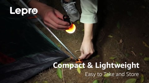 Lepro LED Rechargeable Camping Lantern, 7 White and RGB Light Modes, Camping Essentials, Hanging Light Bulbs with Clip Hook for Camping, Christmas, Decorations, Emergency, USB Cable Included, 2 Packs