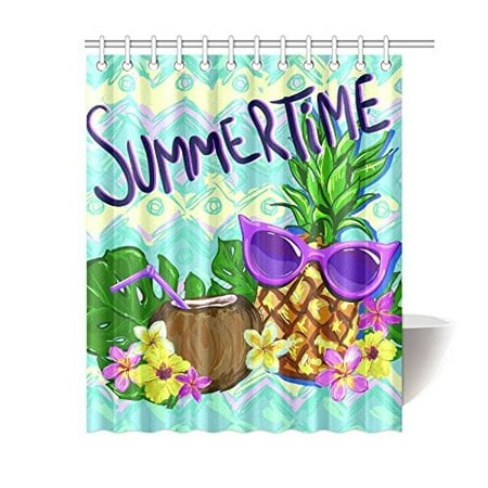 BOSDECO Summertime Hipster Pineapple Shower Curtain, Tropical Fruit Palm Leaf Flower Polyester Fabric Shower Curtain Bathroom Sets with Hooks 60x72 Inches - Walmart.ca
