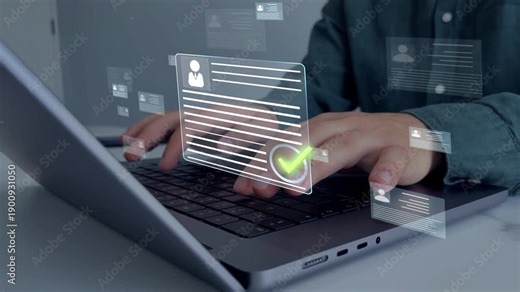 Human resources and management employment.Digital questionnaire and business communication concept. Employees must complete online survey form with answer test questions.