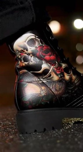 Skull & Rose Boots Design 🌹💀 | Dark Gothic Streetwear Boot Concept | Creative Footwear Art
