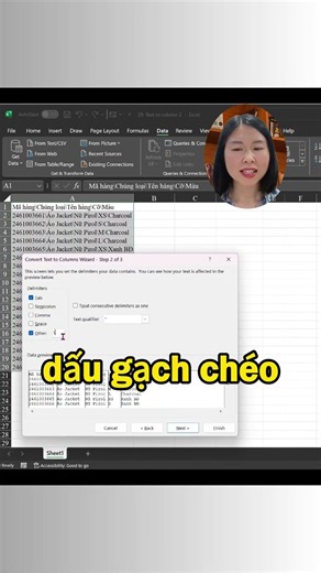 Tách dữ liệu bằng công cụ Text to Column #nguyenthithuhuyen #excel #exceltips #viral #trending