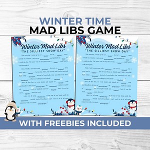 Printable Winter Mad Libs Game for Kids, Adults & Families – Fun Word Activity With Left Right Story Game and Photo Booth Props - Etsy