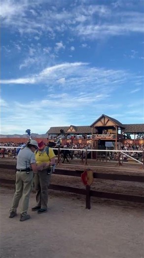 Jousters putting on a spectacular show for friends who have never seen a joust