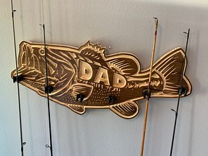 Personalized Solid Wood Large Mouth Bass Fishing Rod Holder - Etsy