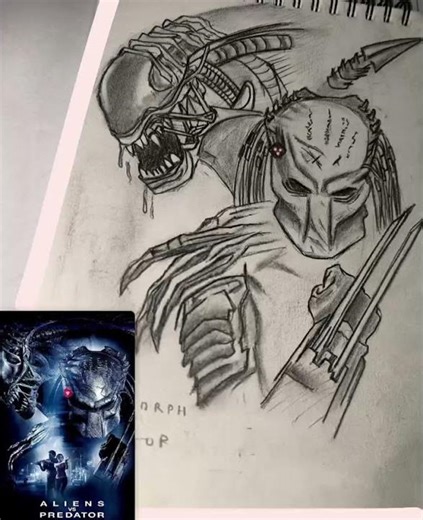 Alienvspredator#avp24#sketch#artist#viral#remake#sketch#drawing#art#avpclan#predator2025#aliensketch