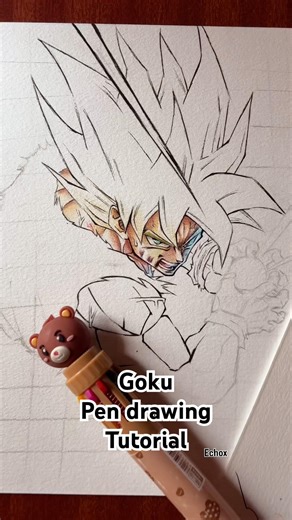 Goku Skin Tone Tutorial with Multicolor Pen #pendrawing #goku #art #howtodraw #dbz #short #fanart