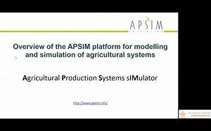 Webinar - APSIM Platform for Modeling and Simulation of Agricultural Systems