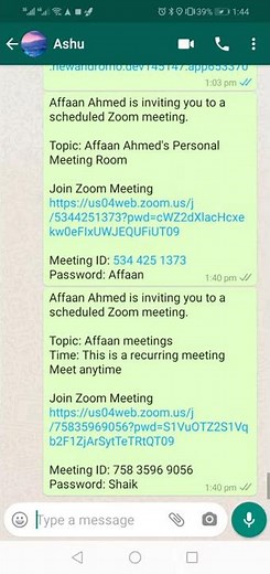 How to send zoom invitations in WhatsApp