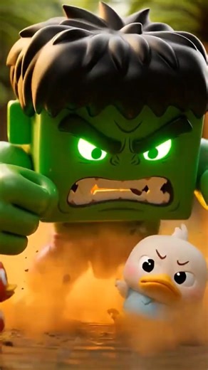 Cube Hulk vs Crying Baby Duck 🦆 | Epic 3D Jungle Showdown #shortvideo #shortvideo #toyanimation