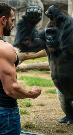 MUSCLE SHOWDOWN! The gorilla refused to lose Epic strength battle #fitness #wildlife #power