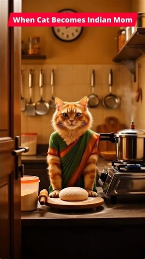 Indian Mom Cat Making Roti 😂🔥 Saree Wali Billi Gone Wild | Funny Cat Shorts