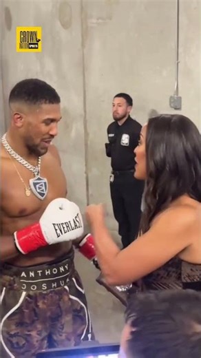 Anthony Joshua & Laila Ali shared a moment backstage after defeating Jake Paul 🎥