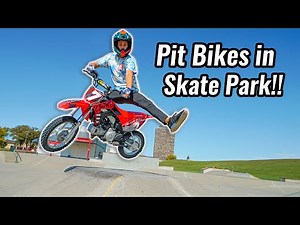 Riding Pit Bikes in Skate Park!!