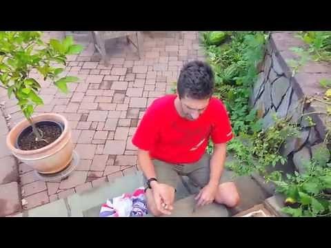 Repairing loose stone landscape steps