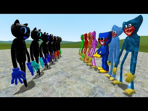 CARTOON CAT ALL COLORS VS HUGGY WUGGYS!! Garry's Mod Sandbox [Poppy Playtime]