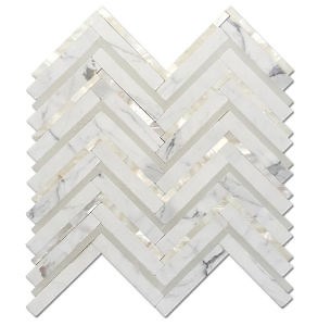 [Hot Item] Luxury Design Shell and Marble Herringbone Mosaic Pattern Mosaic Tile