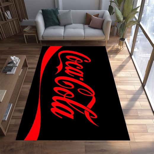Coca Cola Pop Art Rug: Retro Red & Black Logo - Etsy