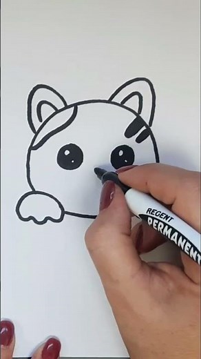How to draw a cute cat. Easy drawings. Simple drawings. Drawings for beginners. Animal drawings #...