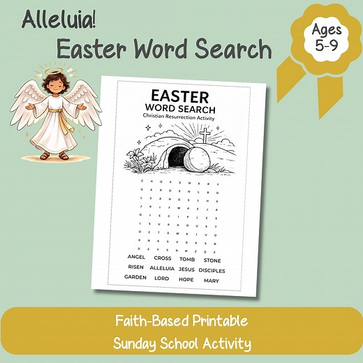 Christian Easter Word Search for Kids Ages 5-9 | Resurrection Printable | Sunday School Activity | Instant Digital Download PDF - Etsy