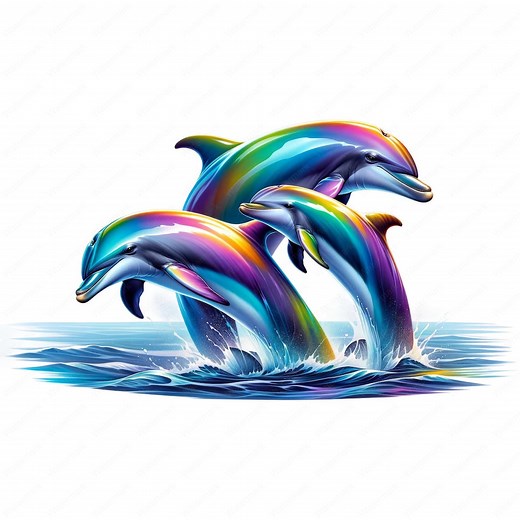 Playful Dolphin Family Clipart: Ocean Life Art (digital Download) - Etsy