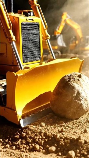 Powerful Bulldozer Pushing Massive Rock! 🚜