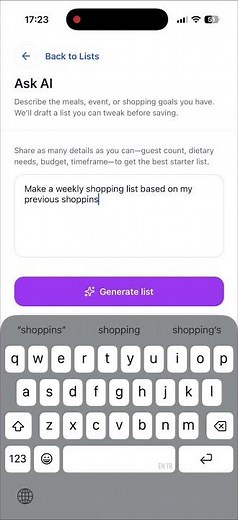 AI Shopping List Assistant