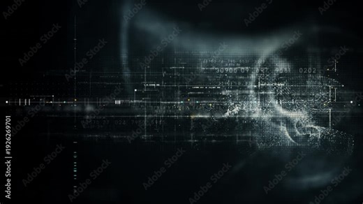 Futuristic screen display matrix, hi-tech digital data telemetry with encrypted numbers, display dynamic background for computer desktop screen display format