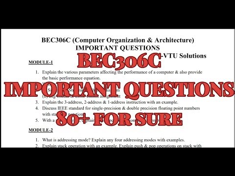 Computer Organization and Arch., Important questions, BEC306C, 22 scheme, 3rd sem, ECE Stream.