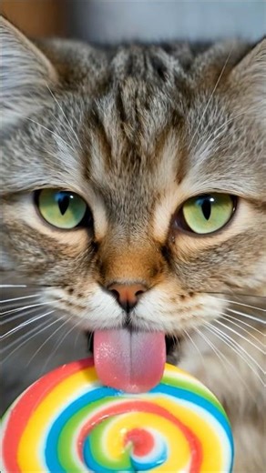 Cute Cat Eating a Lollipop 🍭 | #shorts #cat #cats