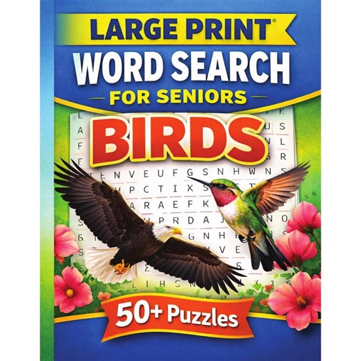 Large Print Bird Word Search for Seniors | 50  Puzzles (PDF Download) - Etsy