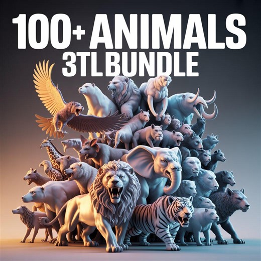 100  Animals 3D STL Bundle | High-detail Animal Models for 3D Printing | Figurines, Decor & Display Designs - Etsy