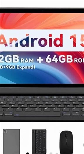 10.1-inch Touchscreen Android tablet with Bluetooth keyboard and mouse set, quad-core processor, 3GBRAM, 64GB storage #aivideo