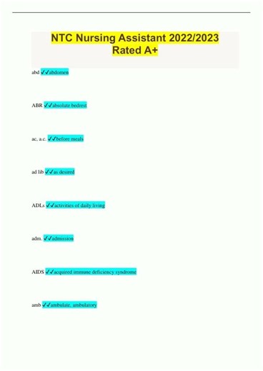 NTC Nursing Assistant 20222023 Rated A778