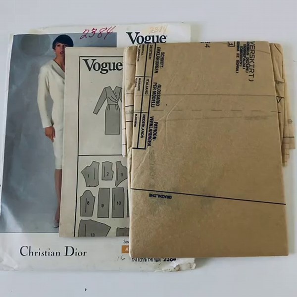 80s Christian Dior Vogue Paris 2384 Sz 16 Mock Wrap Dress & Overskirt Pattern UC - Etsy