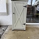 Outdoor Storage Cabinets Weatherproof for Patio, Garden Work Bench with Shelves & Metal Tabletop, Wooden Potting Table Workstation