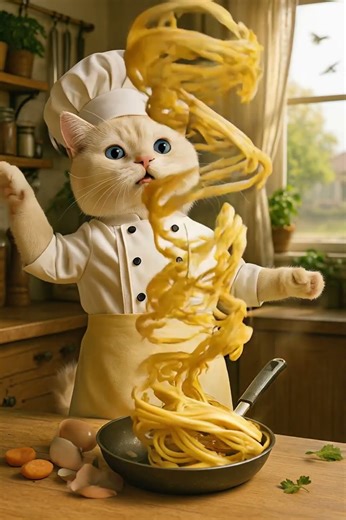 ✨ Chef Kitty’s Magical Apron | The Pasta That Cooked Itself 🍝🐾🪄