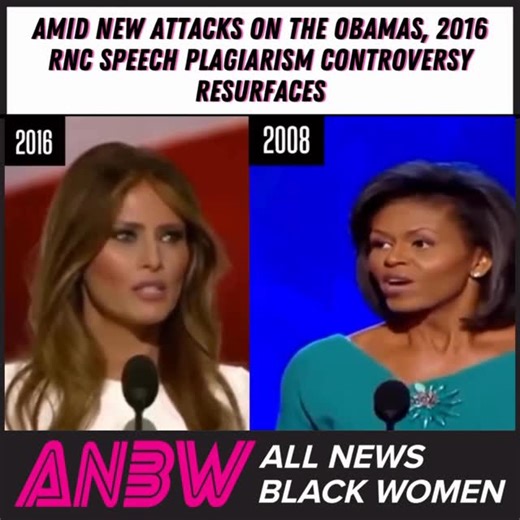 Black Women’s Lives Matter on Instagram: "As Trump continues to publicly mock the Obamas, archived footage from the 2016 RNC is resurfacing. Side-by-side comparisons show Melania Trump using language nearly identical to Michelle Obama’s 2008 DNC speech — a controversy that once prompted a campaign apology. The moment is renewing conversation around a familiar pattern: public ridicule paired with private fixation — mocking Black excellence while closely studying and copying it. The receipts are o