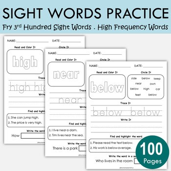 Fry Third 100 Sight Words Worksheets | Fun Reading Practice Printables, T-220